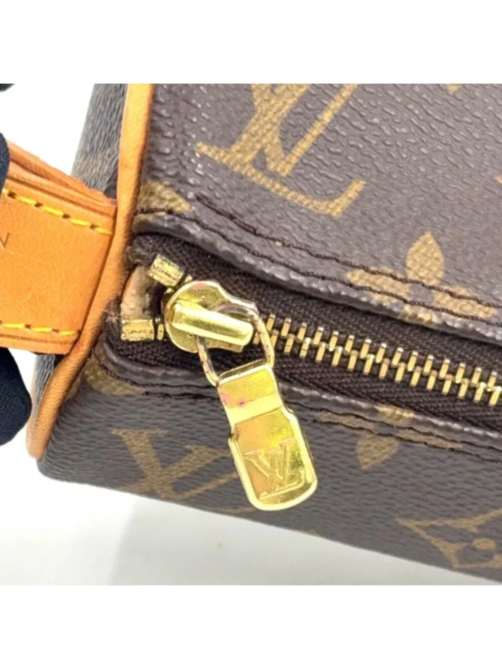 Louis Vuitton Trousse Monogram Leather Brown Pouch Gold